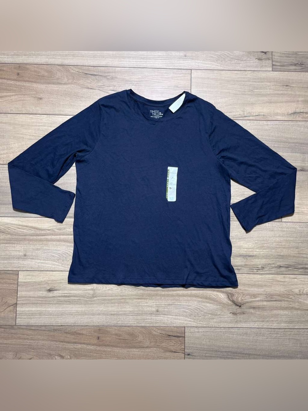 Time And Tru Womens Long Sleeve Relaxed Fit Core Tee Size XL Navy‎ Blue